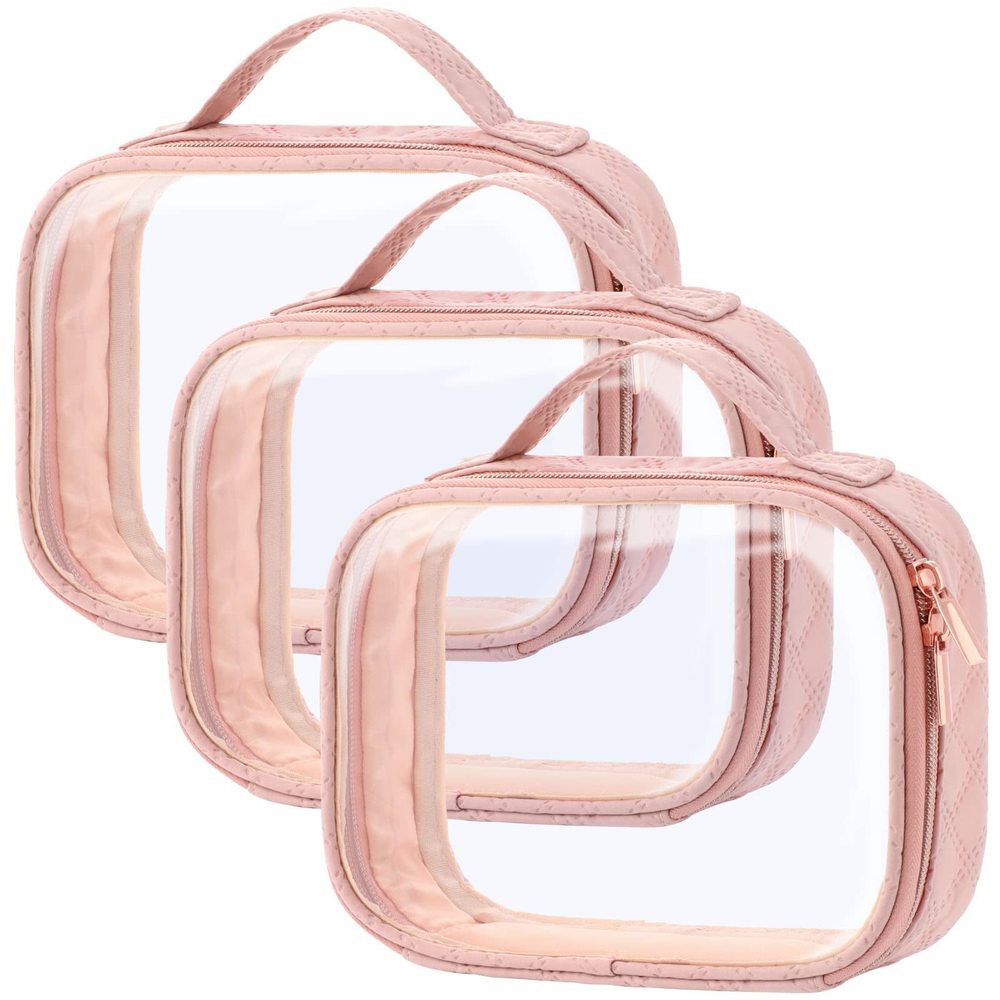 Tsa Approved Toiletry Bag, 3 Pack Clear Makeup Bags With Handle Large Opening,🐯
